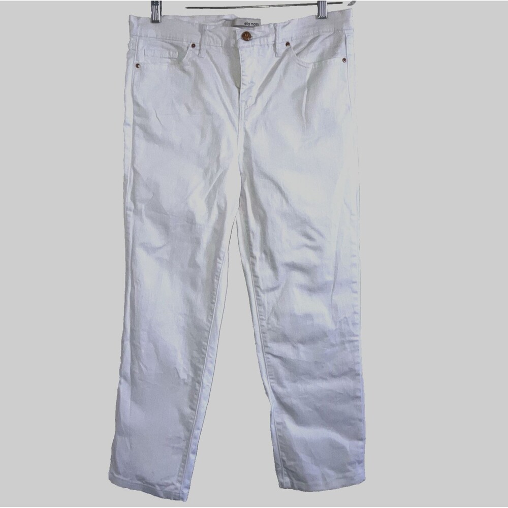 ELLA MOSS 10 Solid White 98% Cotton Slimming Denim Stretch Tapered Ankle Jeans